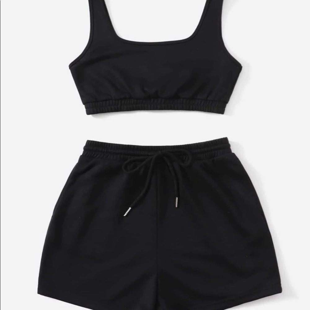 NWT SHEIN black crop tank and short set - small